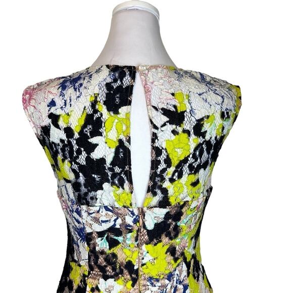 French Connection Dress Womens Size 6 Pink Green Black Floral Lace Sheath Lined - Picture 6 of 14